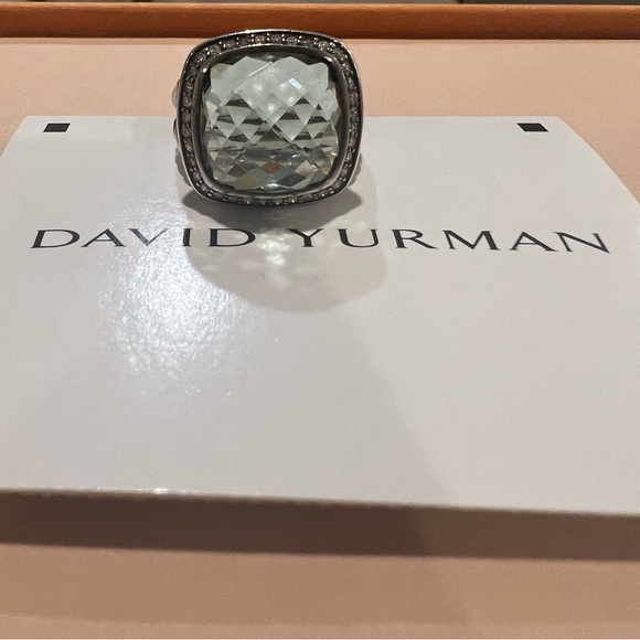 David Yurman Albion Ring in Sterling Silver with Prasiolite and Pavé Diamonds - Picture 2 of 9